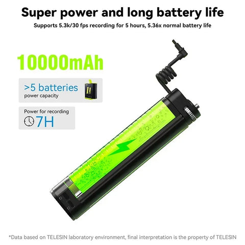 Telesin Selfiepinne med 10000mAh Power Bank, USB- C, QC / PD 18W, 216-900mm - Kit