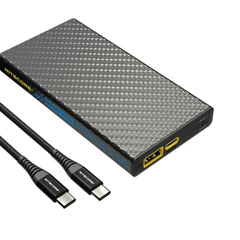 Nitecore Summit 10000 Power Bank - Batteri med Uppvärmning - 10000mAh, 2xUSB Typ A/C, QC 3.0 / PD 20W, 5V, 3A - Kolfiber