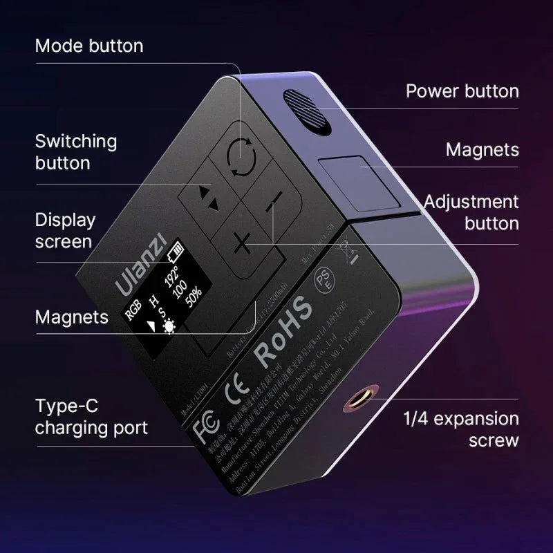 Ulanzi VL49 RGB Pro Belysning LED för foto / video - 2500mAh internt batteri - Action King