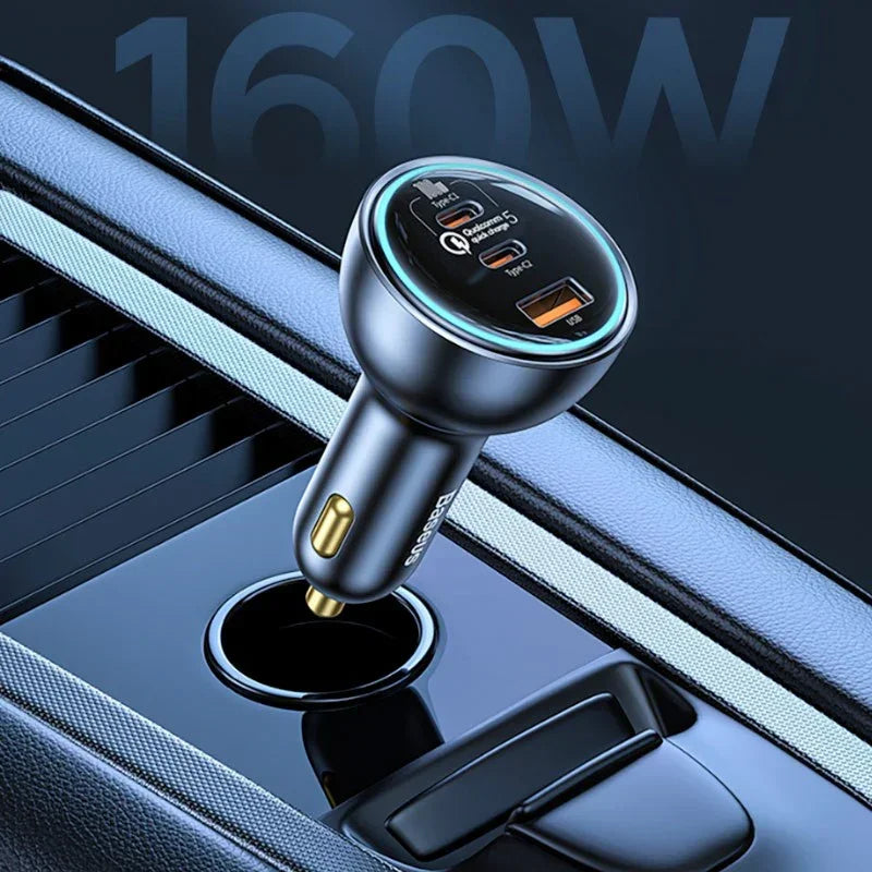 Baseus Qualcomm QC5 Car - Snabbladdare Bil QC5 / PPS 160W - 3xUSB Typ A/C - Svart - Action King