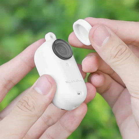 Silikonskal / fodral med linsskydd och rem till Insta360 GO 3 kamera - Vit