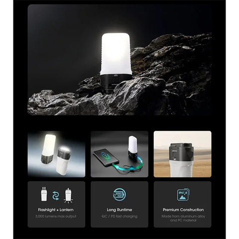 Nitecore LR70 Camping Lantern - Campinglampa + Power Bank + Ficklampa 3 i 1 - 10000mAh, 18W PD/QC