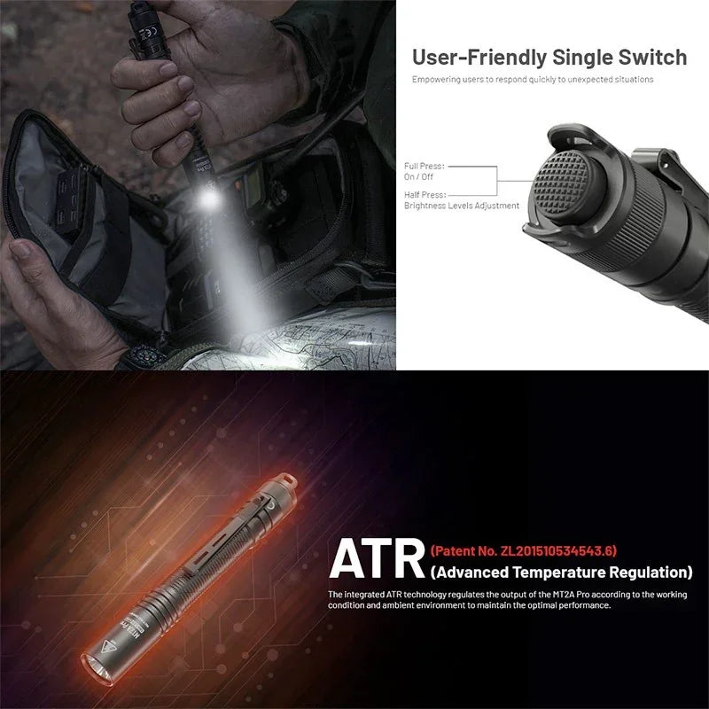 Nitecore MT2A Pro Ficklampa - 1000lm med AA / NL1416R, 1600mAh batteri - Action King