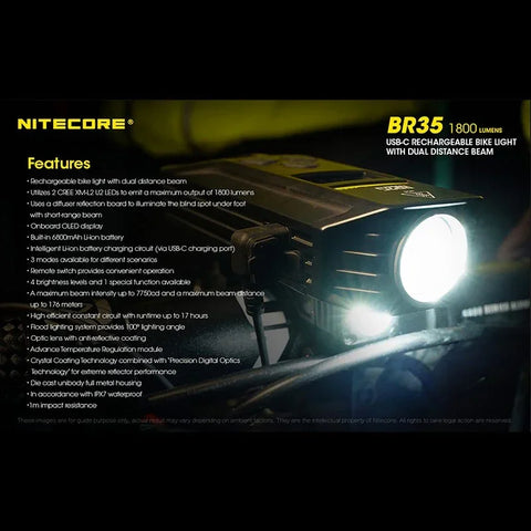 Nitecore BR35 Cykelbelysning USB-C - 1800lm