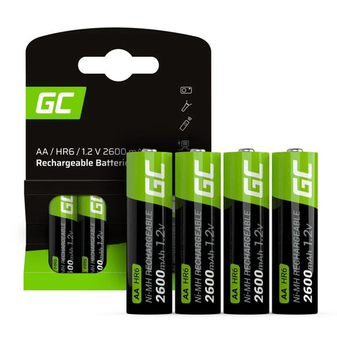 Green Cell Uppladdningsbara AA - R6 Batteri, 1.2v, 2600mAh, NiMh - 4-Pack