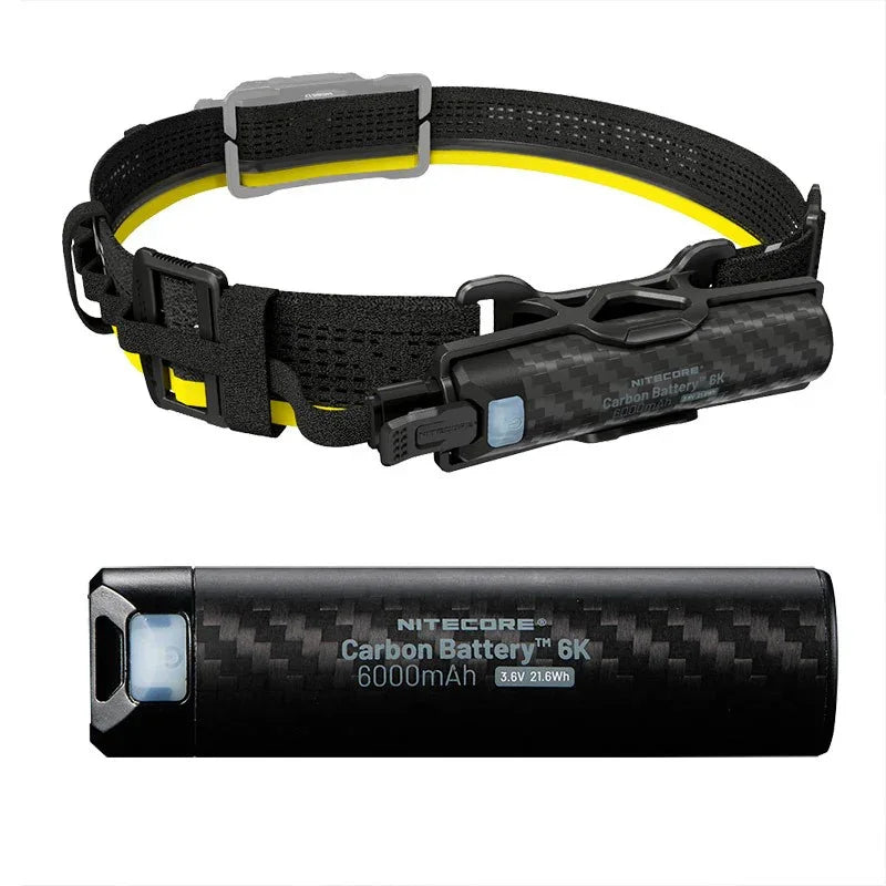 Nitecore Carbon Battery 6K Kit - Vattentätt Batteri Kolfiber - 6000mAh + Pannband Kit - Action King