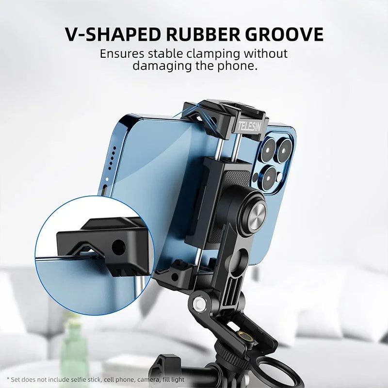 Telesin PM-001 Multifunctional Phone Holder - Fäste / Hållare Mobiltelefon Med Tillbehörshållare + 1/4" gänga till 1/4" Skruv - Action King