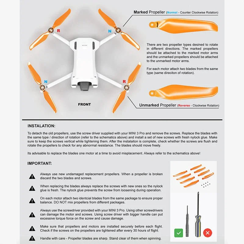 Master Airscrew Propellers till DJI Mini 3 Pro / 4 Pro – 4-Pack Svart - Action King