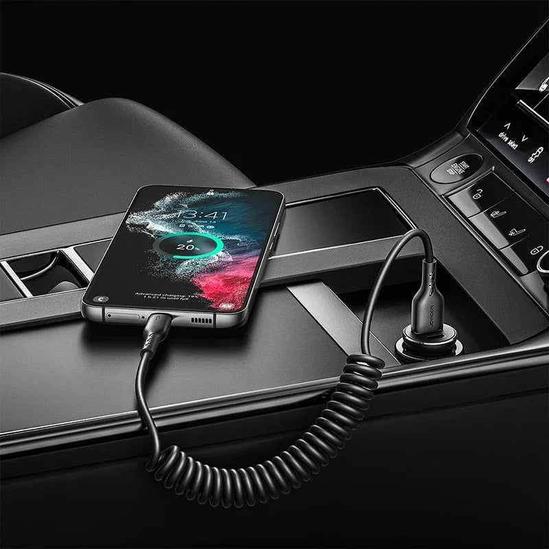 Joyroom Flexible Fast Charging Cable SA38-AC3, USB-A - USB-C Kabel, Spiral, 3A, 1.5m - Svart - Action King