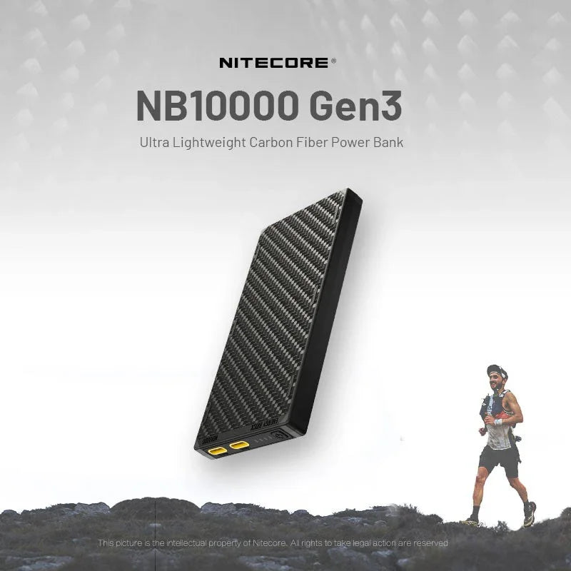 Nitecore NB10000 GEN3 Power bank - 10000mAh - Kolfiber - Action King