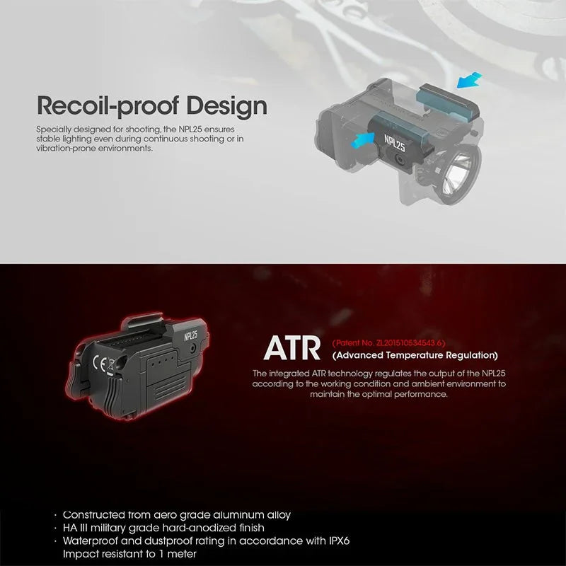 Nitecore NPL25 Ficklampa för Picatinny Vapenfäste - 900lm - Action King