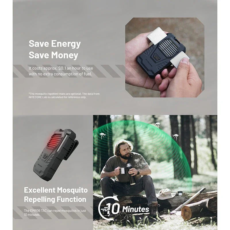 Nitecore EMR06 TAC Portabelt myggskydd V2 - Laddbar 1800mAh - Action King