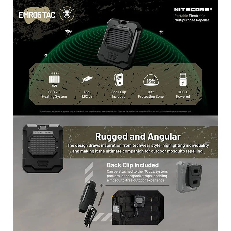 Nitecore EMR05 TAC Portabelt myggskydd V2 ultrakompakt - USB-C - Action King