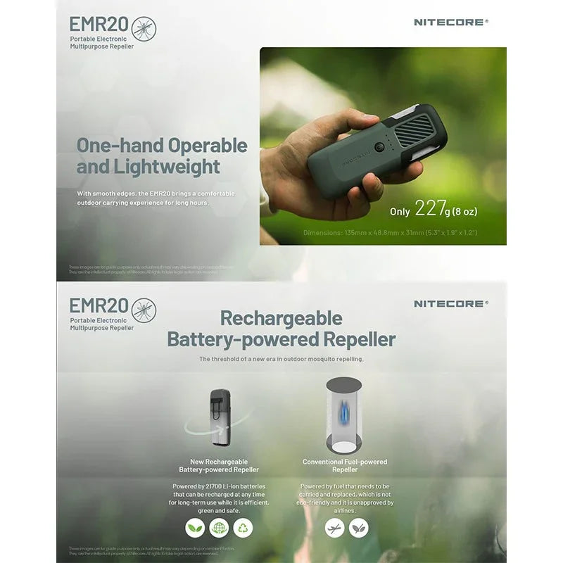 Nitecore EMR20 Portabelt myggskydd med Powerbank QC/PD 18W - Laddbar 10000mAh - Action King