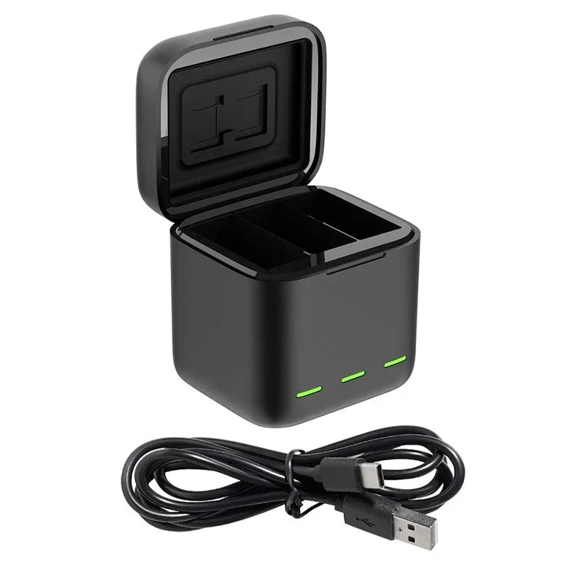 Telesin Batteriladdare med förvaring för batterier + microSD - Trippel - för GoPro Hero13 Black - Action King