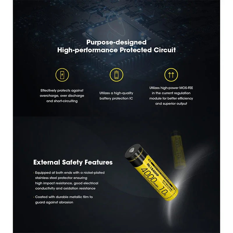 Nitecore NL1840HP Li-ion 18650 Batteri - 4000mAh, 3.6V, Max 10A – ActionKing - Action King