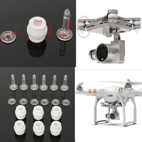 6-Pack Gummidämpare och fästplugg för Gimbal - Ersättning för Gimbal-dämpningen till DJI Phantom 3S / 3A / 3P - Kit