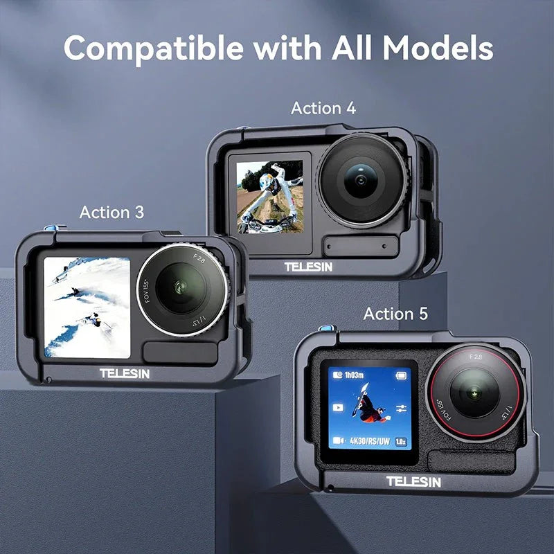 Telesin Skyddsram Multifunktion med cold shoe till DJI Action 5 Pro/4/3 - Aluminium - Action King