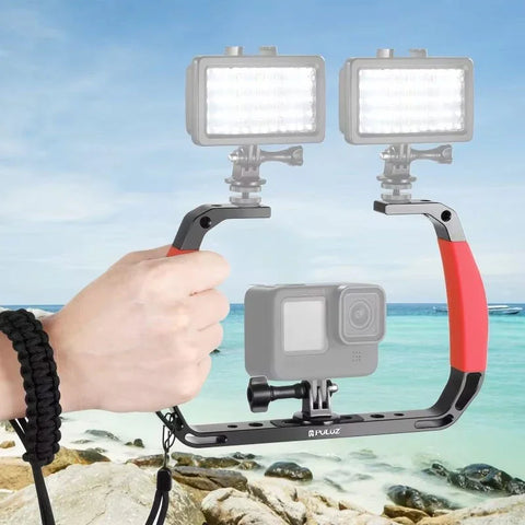 Puluz dubbelgrepp för dykning / Stabilisering  / Handtag / Hållare utrustning - Aluminium