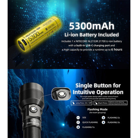 Nitecore DL30 Dyklampa - Ficklampa - 1100lm