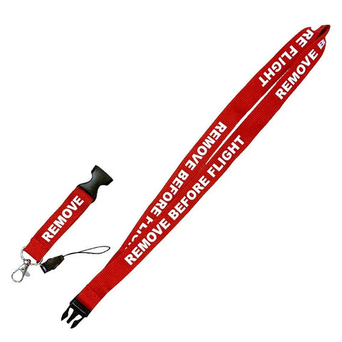 Nyckelband / Nackrem - REMOVE BEFORE FLIGHT - Röd