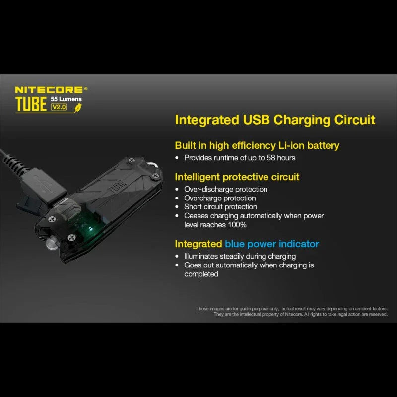 Nitecore TUBE V2.0 Nyckelringslampa - Svart - 55lm - Action King