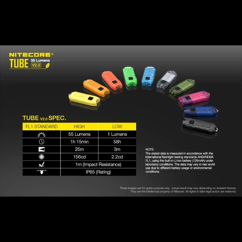 Nitecore TUBE V2.0 Nyckelringslampa - Svart - 55lm - Action King