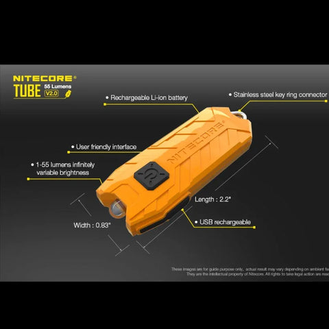 Nitecore TUBE V2.0 Nyckelringslampa - Orange - 55lm