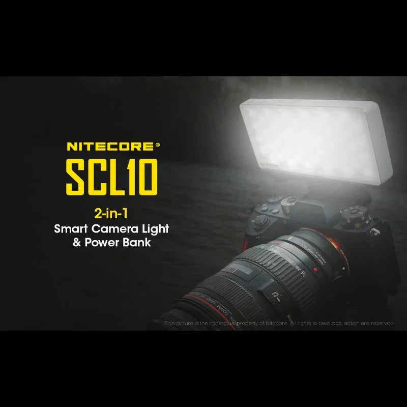 Nitecore SCL10 Smart Camera Light & Power Bank 2-in1- LED-Belysning & Portabelt batteri - 10000mAh, QC 3.0 / PD 18W - Action King