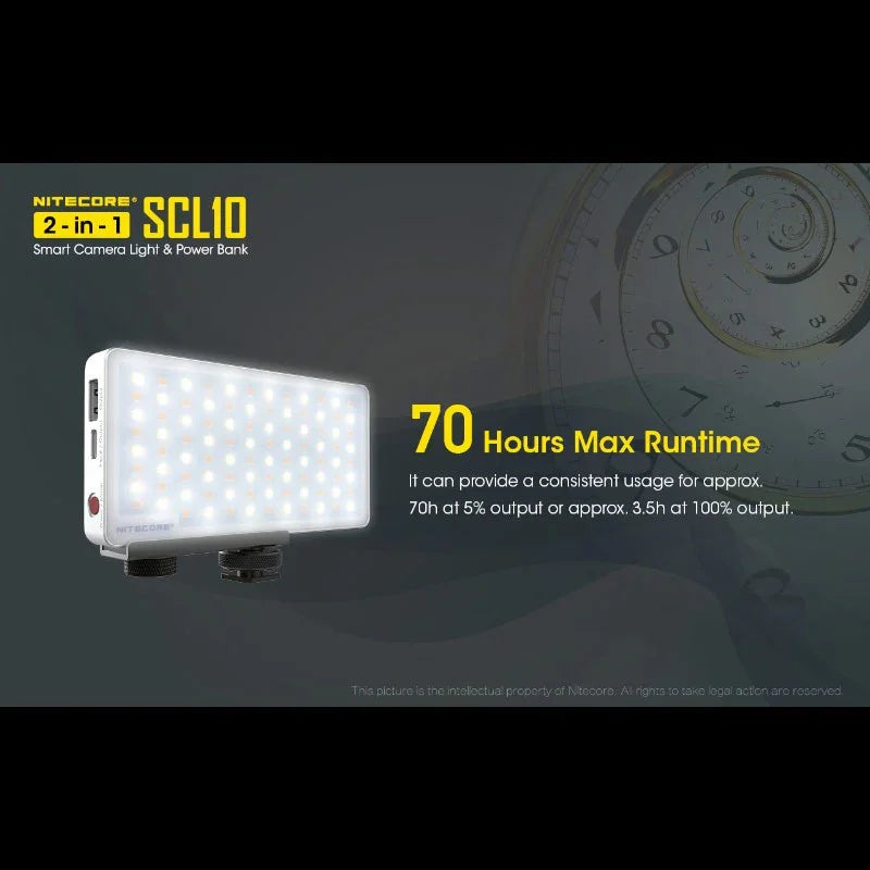 Nitecore SCL10 Smart Camera Light & Power Bank 2-in1- LED-Belysning & Portabelt batteri - 10000mAh, QC 3.0 / PD 18W - Action King