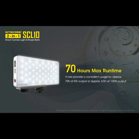 Nitecore SCL10 Smart Camera Light & Power Bank 2-in1- LED-Belysning & Portabelt batteri - 10000mAh, QC 3.0 / PD 18W