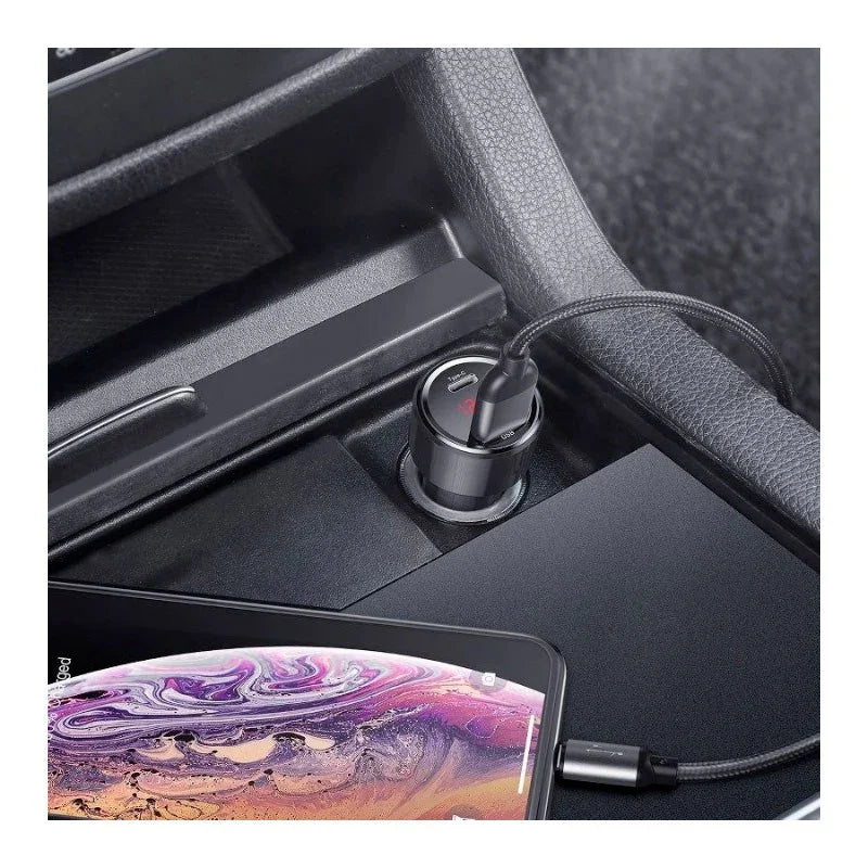 Baseus Magic Car - Snabbladdare Bil QC4+ / PD 45W - 2xUSB Typ A/C - Svart med display - Action King