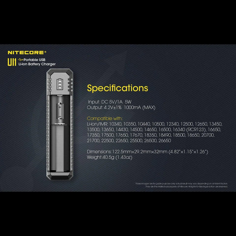 Nitecore UI1 Universal Charger / Batteriladdare
