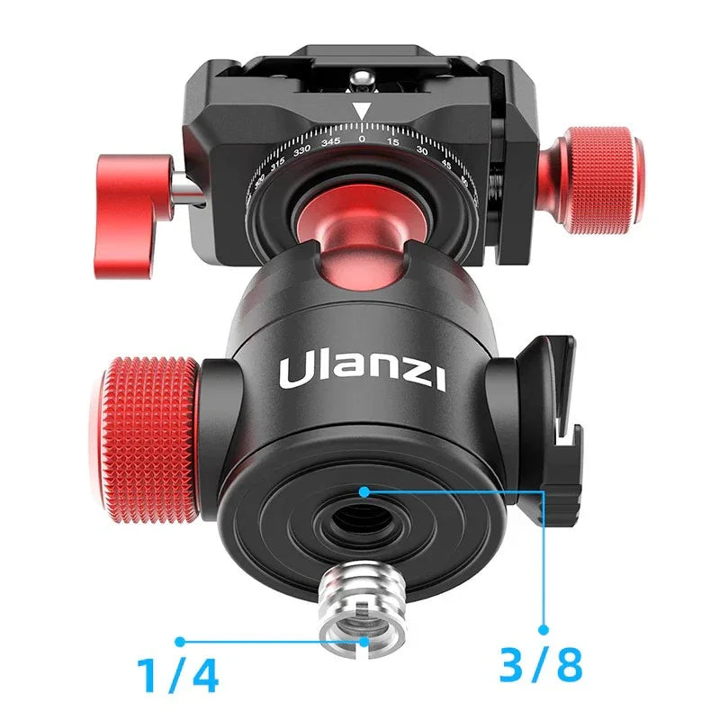 Ulanzi U-70 Kulledsfäste Vlog med tillbehörshållare 360 grader - Aluminium - Action King