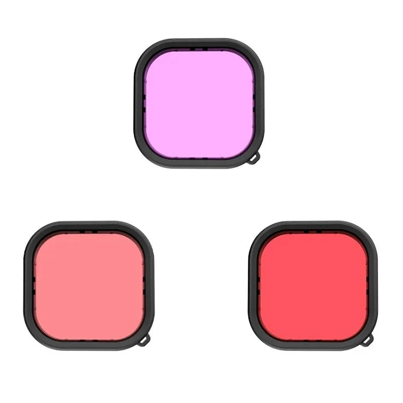 Telesin Färgfilter Röd + Ljusröd + Lila till Hero13/12/11/10/9 Black i vattentätt skal - Paket - Action King