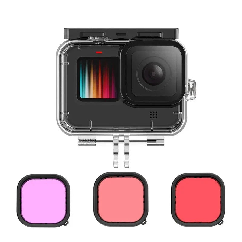 Telesin Färgfilter Röd + Ljusröd + Lila till Hero13/12/11/10/9 Black i vattentätt skal - Paket - Action King