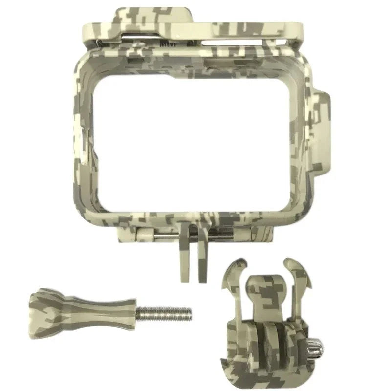Skyddsram med tillbehörshållare Cold Shoe till GoPro Hero12/11/10/9 Black - Kamouflage - Sand - Action King