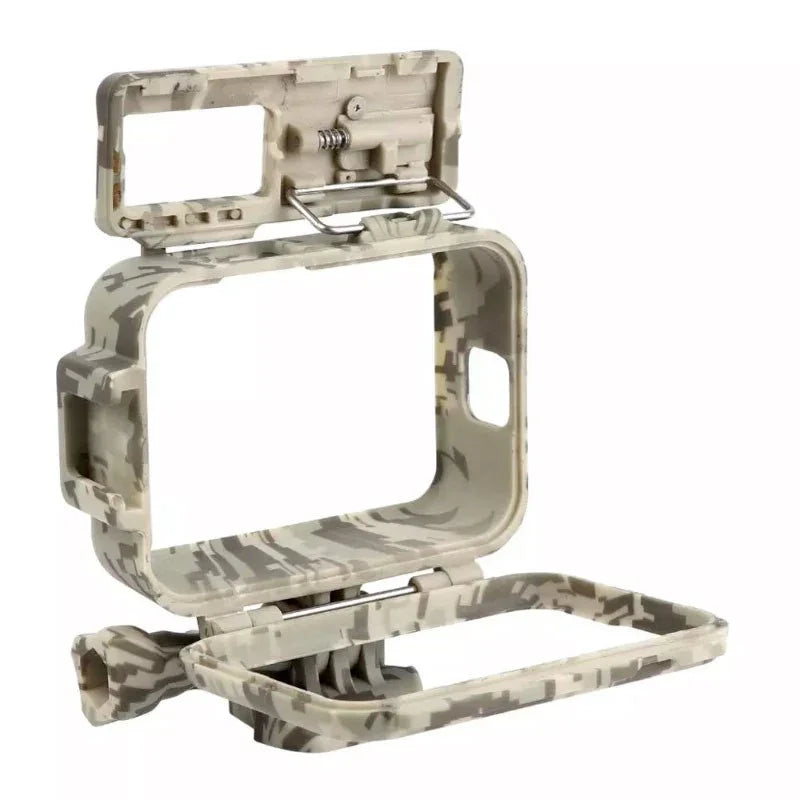 Skyddsram med tillbehörshållare Cold Shoe till GoPro Hero12/11/10/9 Black - Kamouflage - Sand - Action King
