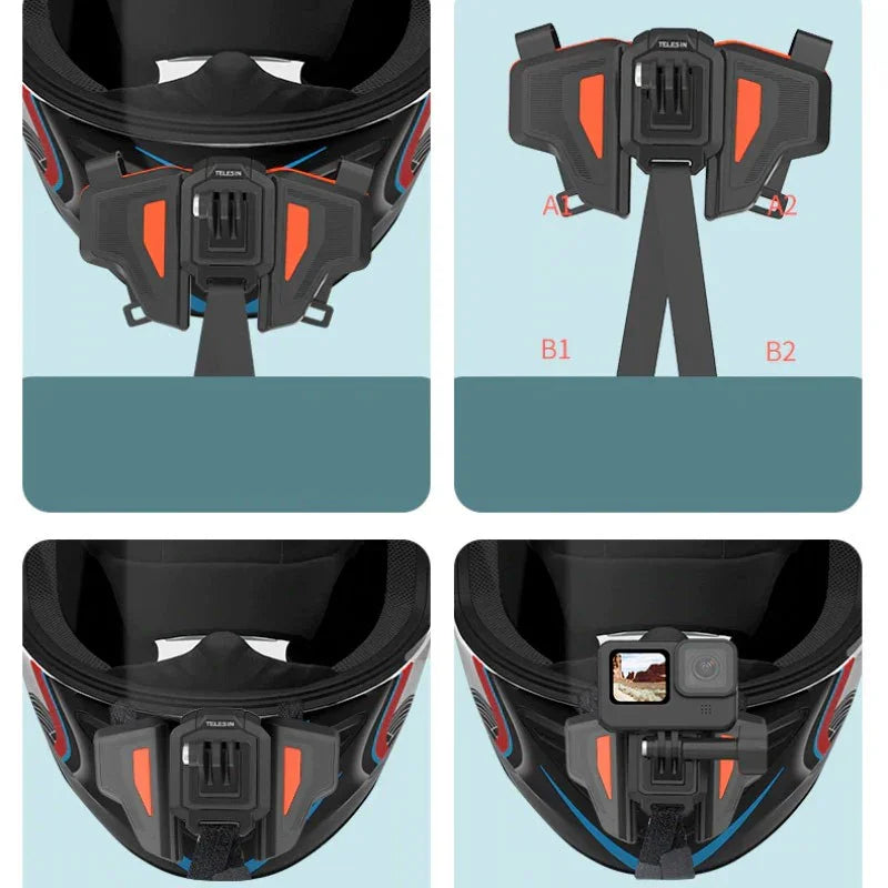 Telesin Fäste för hjälm vid haka - GoPro-fäste - Vikbar - Action King