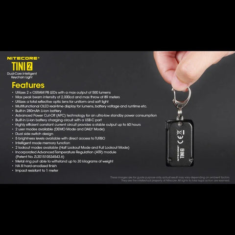 Nitecore TINI2 Nyckelringslampa - Svart - 500lm