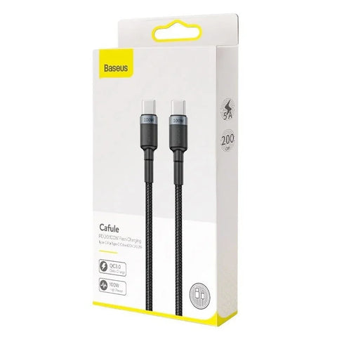 Baseus Cafule USB-C kabel PD 2.0 / QC3.0, 100W, 20v/5A, 2m - Svart