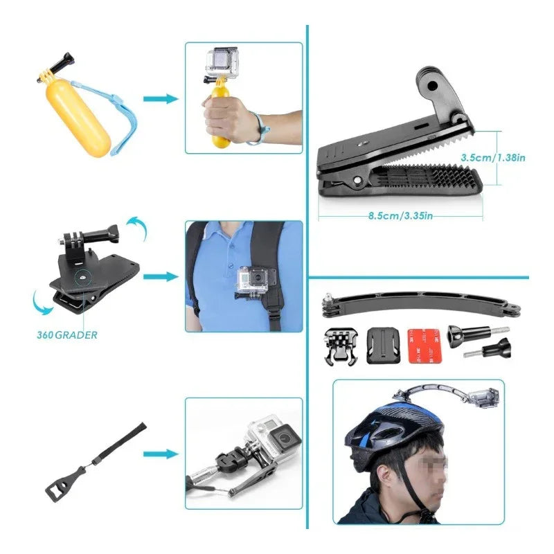 50 i 1 tillbehörskit / 50 tillbehör GoPro / stor förvaringsväska - Action King