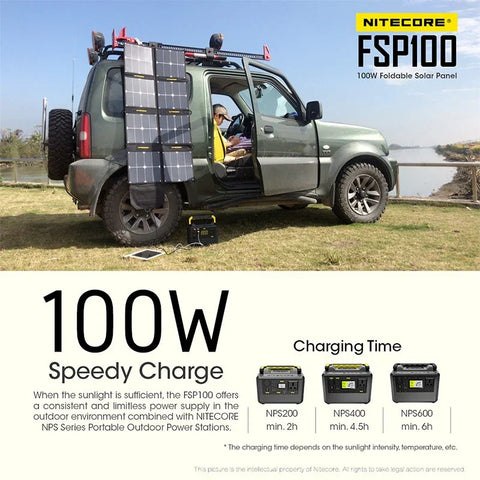 Nitecore FSP100 Foldable Solar Panel 100W - Portabelt Solpanel 100W
