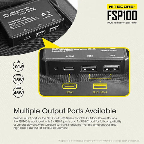 Nitecore FSP100 Foldable Solar Panel 100W - Portabelt Solpanel 100W