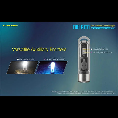 Nitecore TIKI GITD Blue Nyckelringslampa USB-C - 300lm