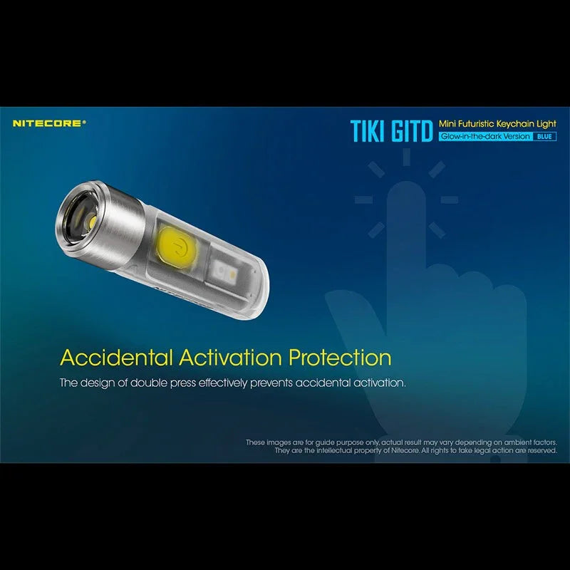 Nitecore TIKI GITD Blue Nyckelringslampa USB-C - 300lm - Action King