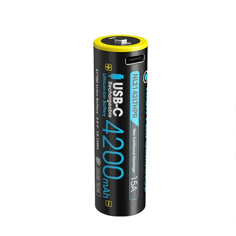Nitecore NL2142LTHPR Li-ion 21700 Batteri Low Temp - 4200mAh, 3,6V, Max 15A, USB-C Laddning
