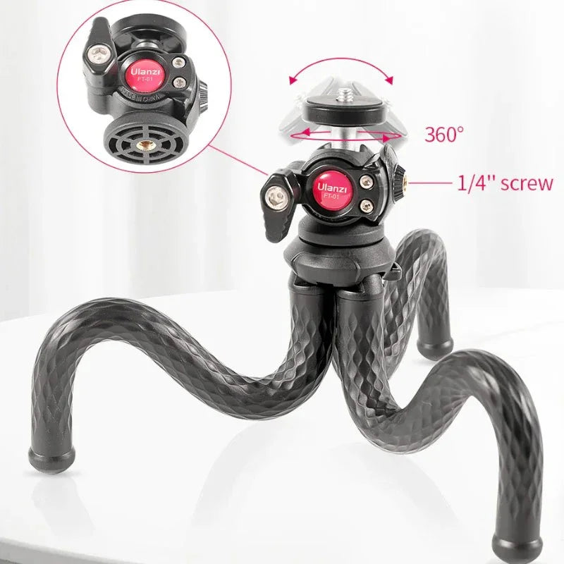 Ulanzi FT-01 Tripod flexibelt 360 grader kulledshuvud 1/4" skruv / Mobilhållare / Tillbehörssko - Bläckfisk - Action King