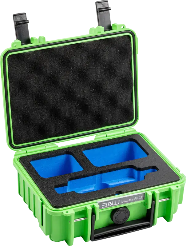 Grön Insta360 X3 väska som kameraskydd – slitstarkt och ändamålsenligt.