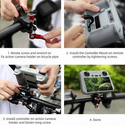 Hållare DJI RC Fjärr / GoPro till cykel och rör 22-26mm